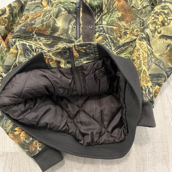 Vintage Cabelas Camo Hooded Jacket Size Small Green Camouflage Full Zip Hunting - Picture 5 of 7